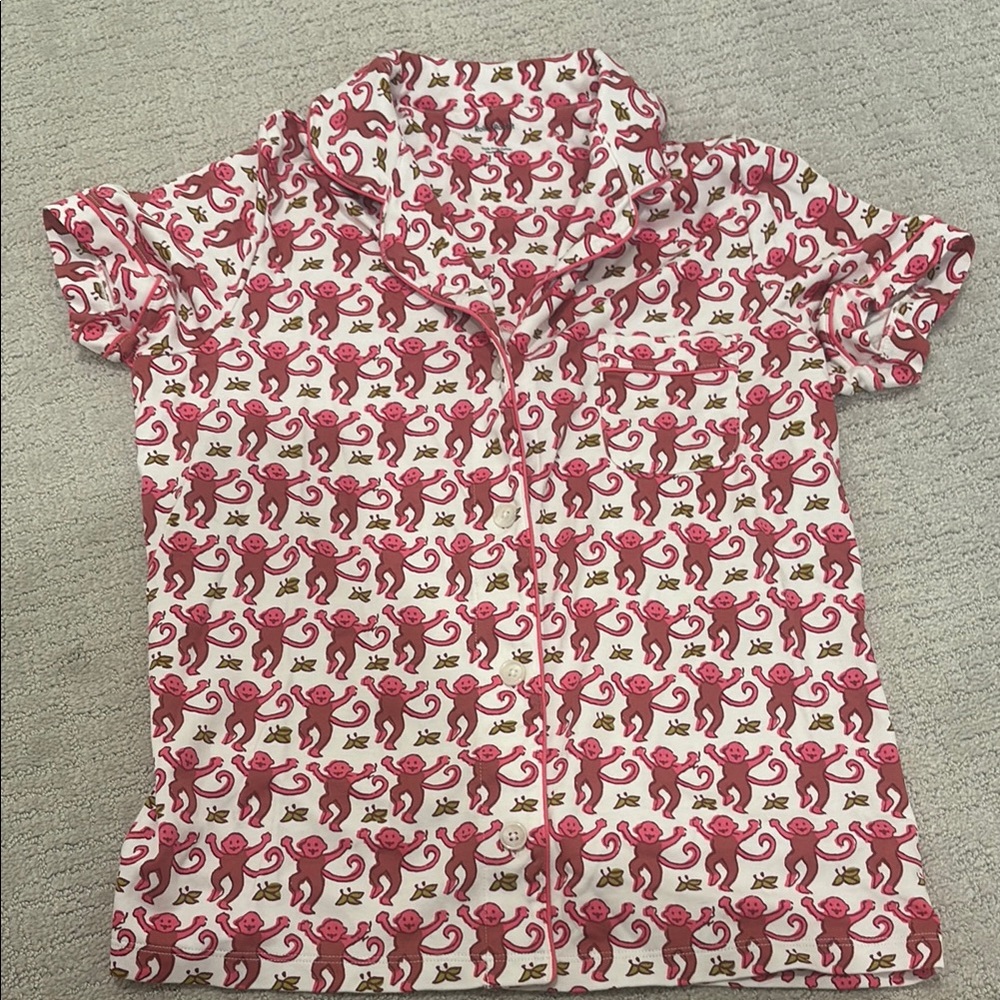 Roller Rabbit Pink and Brown Monkey Print Top